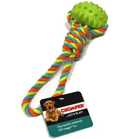 игрушка для собак chomper веревочный мяч для щенков Игрушка для собак CHOMPER Тяни-толкай мяч овальный с петлей из каната