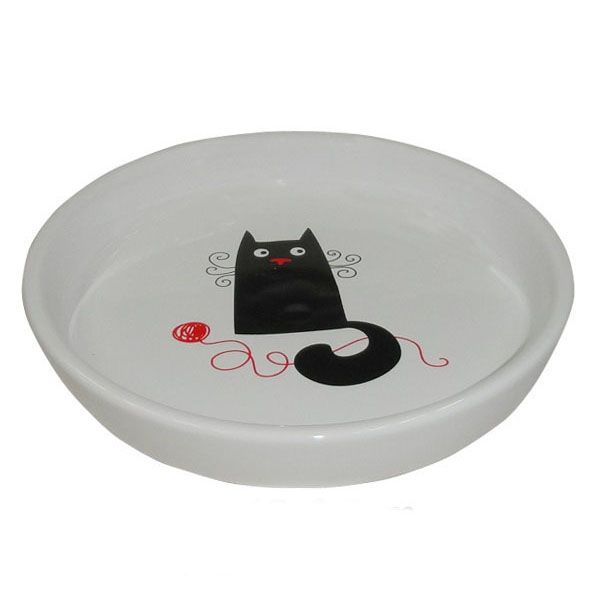 Миска для животных Foxie Кошка с клубком белая керамическая 15х2,5см 210мл