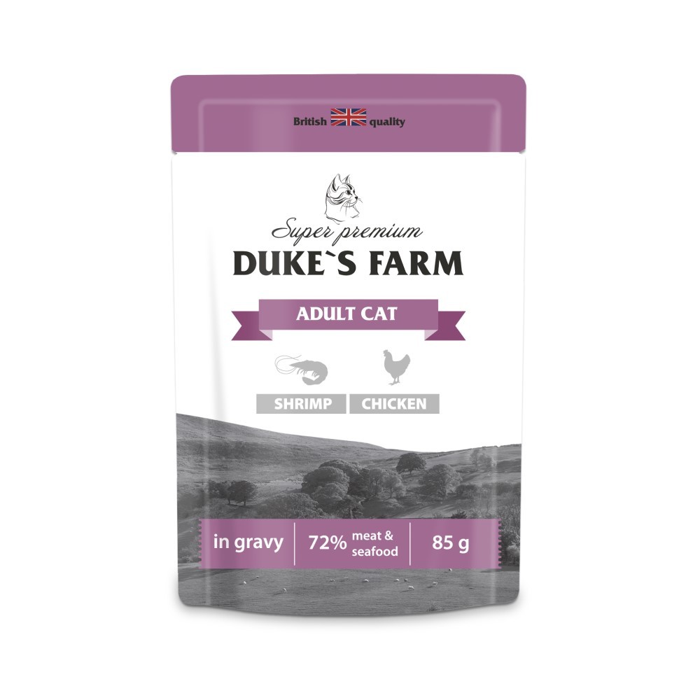 Корм для кошек DUKES FARM креветки курица пауч 85г 118₽