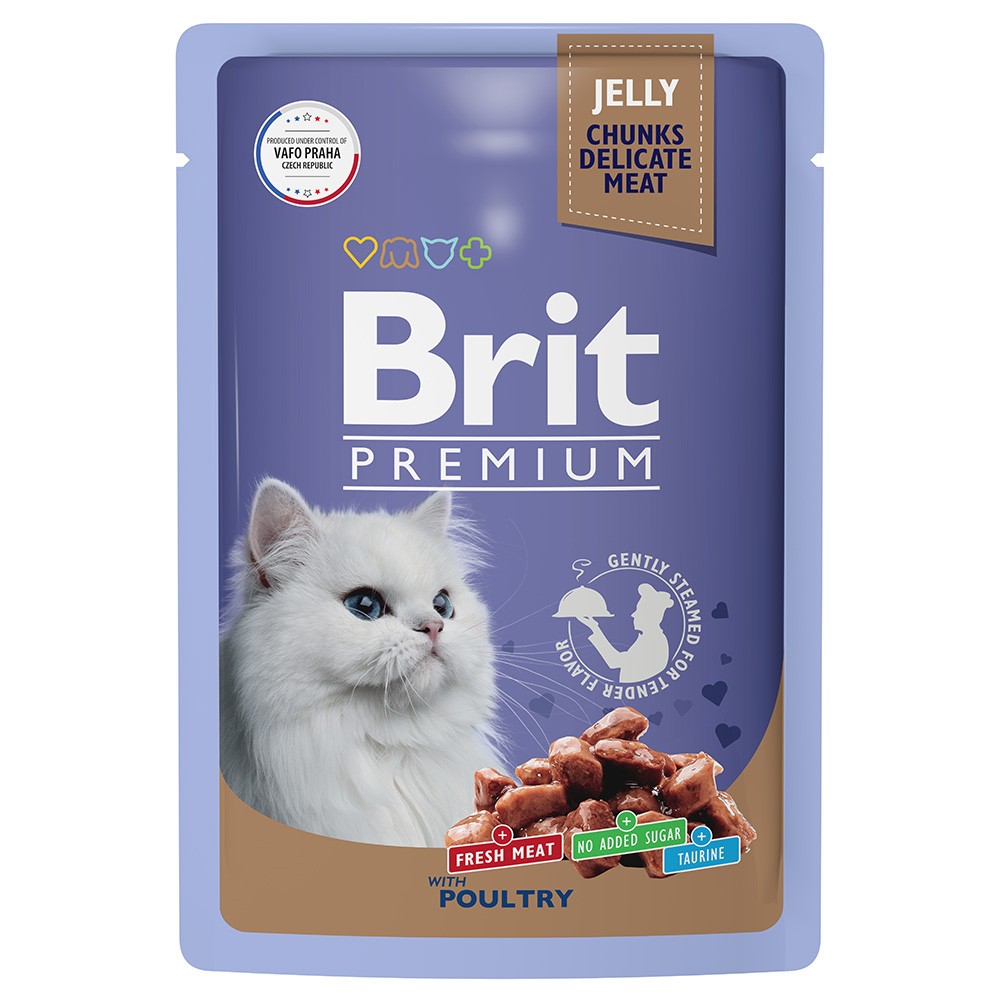 Корм для кошек Brit Premium ассорти из птицы в желе пауч 85г корм для кошек brit premium треска в желе пауч 85г