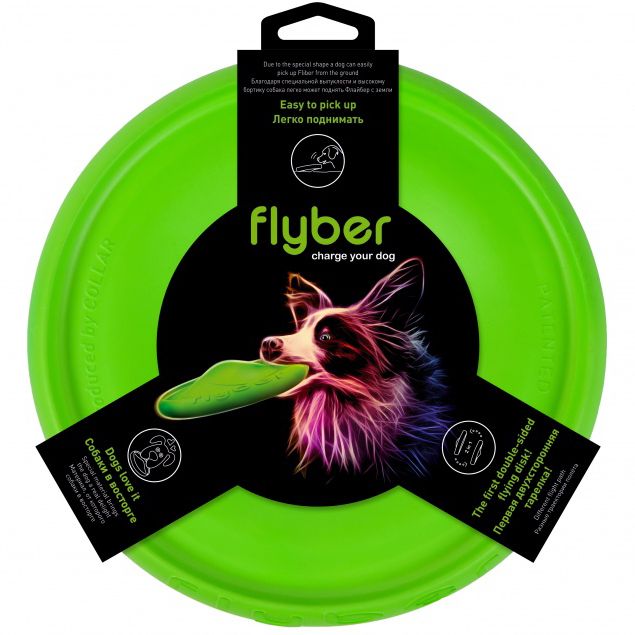 Игрушка для собак Flyber Летающая тарелка зеленая 22см