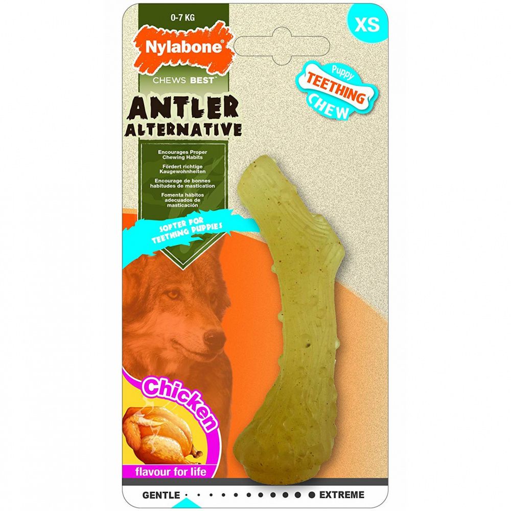 

Игрушка для щенков Nylabone Косточка Олений рог с ароматом курицы S, Косточка Олений рог с ароматом курицы S