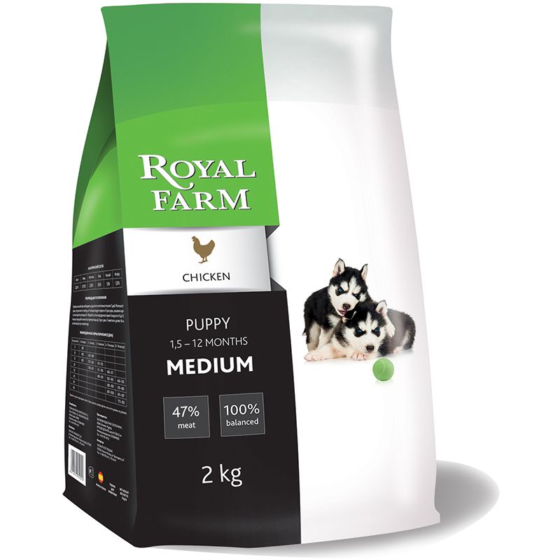 

Корм для щенков ROYAL FARM, для средних пород, курица сух. 2кг