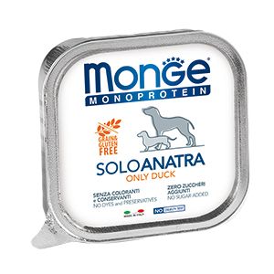 

Корм для собак Monge Dog Monoproteico Solo паштет из утки конс. 150г, Dog Monoproteico Solo паштет из утки конс. 150г