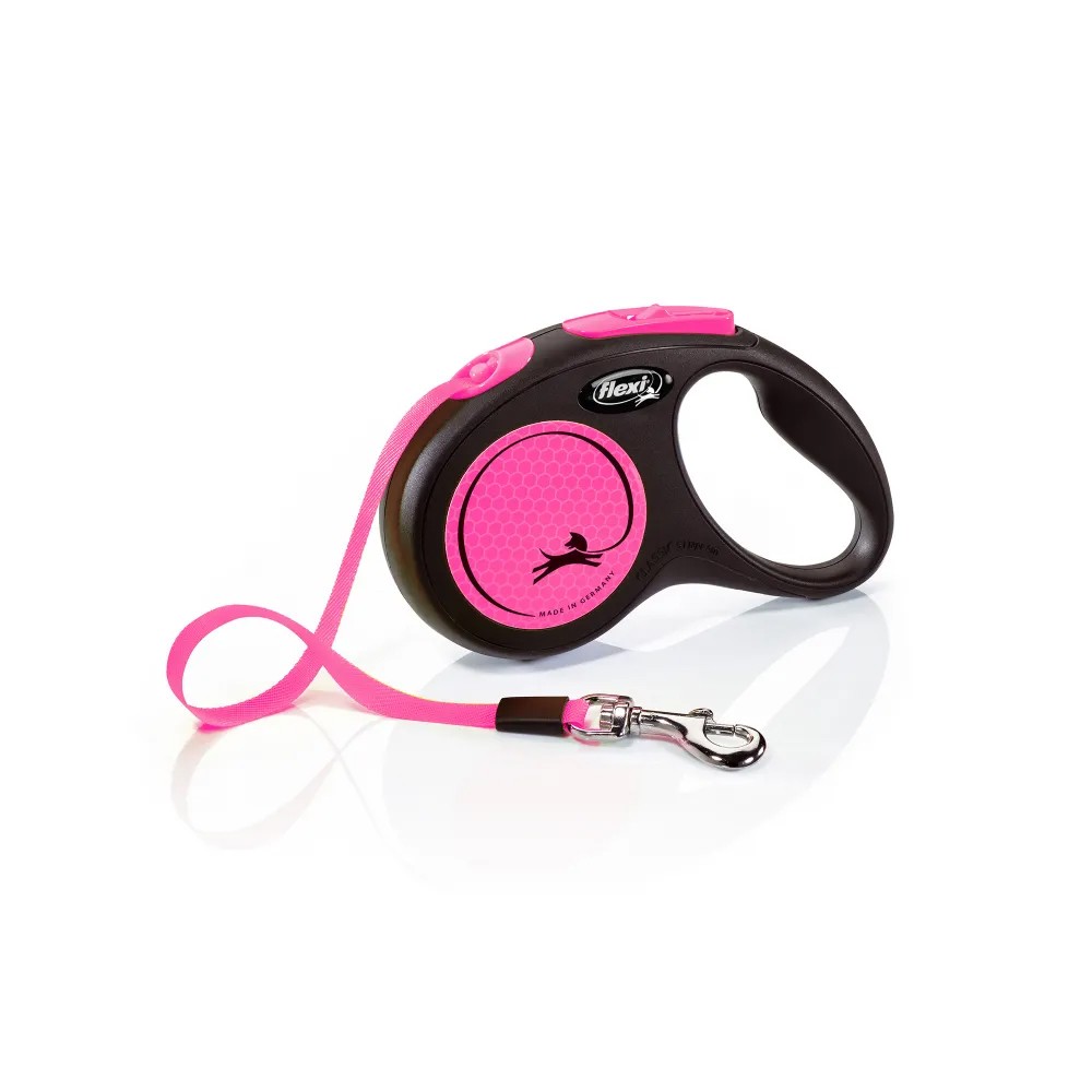Рулетка для собак Flexi Neon S ременная 5м розовая фото