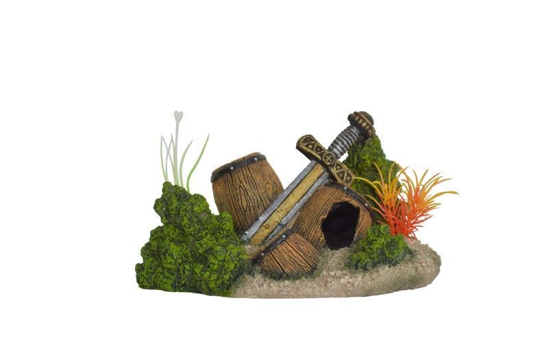 

Грот для аквариума МЕЙДЖИНГ АКВАРИУМ "Меч и бочки" 17*11*10см, "Меч и бочки" 17*11*10см