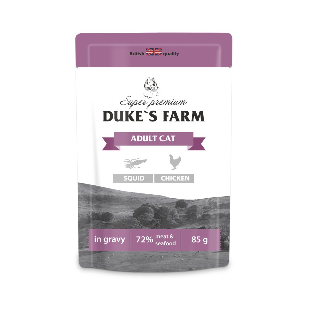 Корм для кошек DUKES FARM кальмар курица пауч 85г 118₽