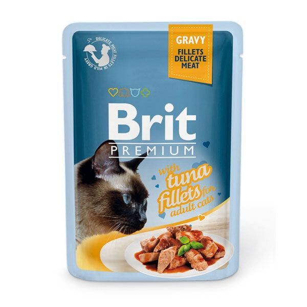 Корм для кошек Brit Premium Cat Gravy Кусочки из филе тунца в соусе пауч 85г