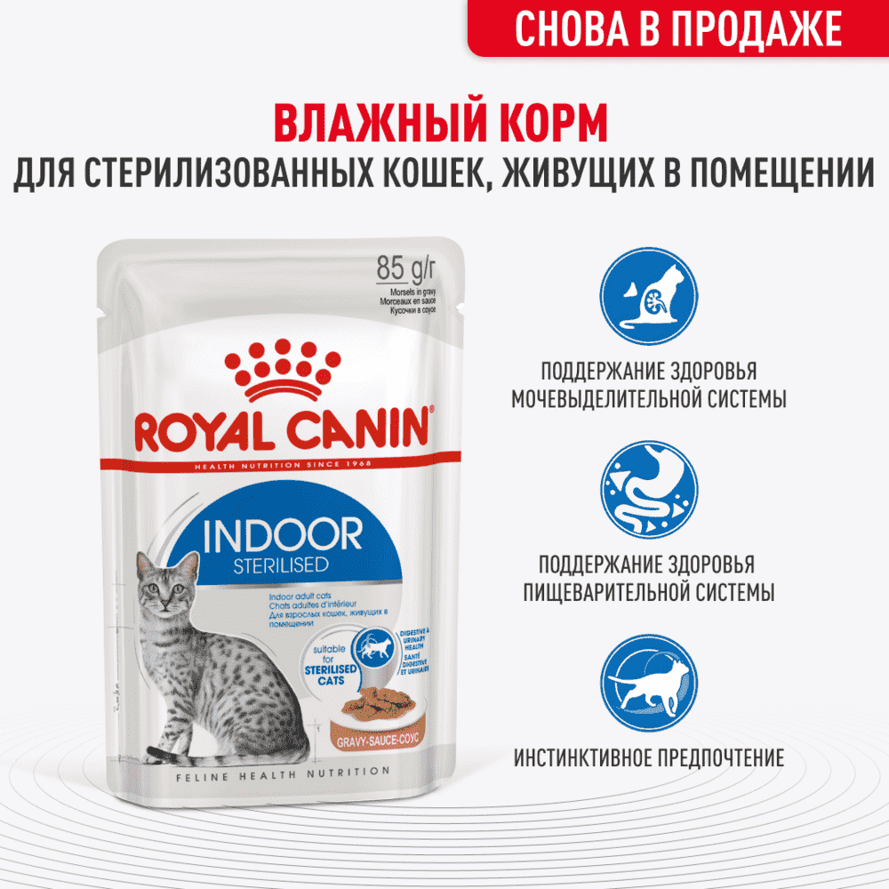 Корм для кошек ROYAL CANIN Indoor для домашних (соус) пауч 85г