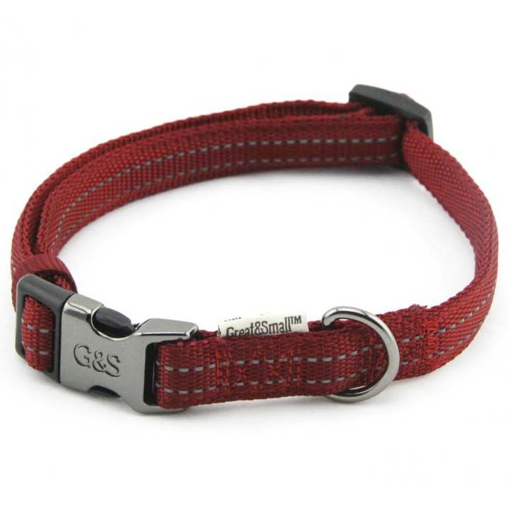 

Ошейник для собак Great&Small , со светоотражающей острочкой 25х450-650мм нейлон красный