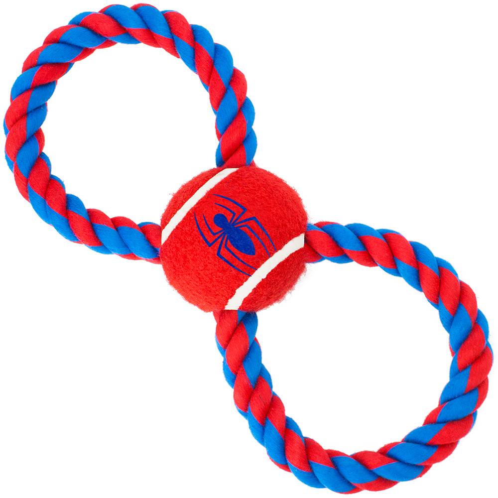 игрушка человек паук красный 17 5 см Игрушка для собак Buckle-Down Человек-паук Мячик на верёвке красный