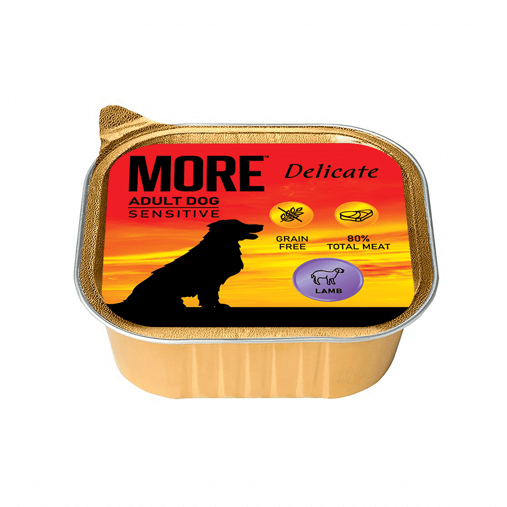 Корм для собак MORE Delicate для чувствительного пищеварения, паштет с ягненком ламист. 100г фото