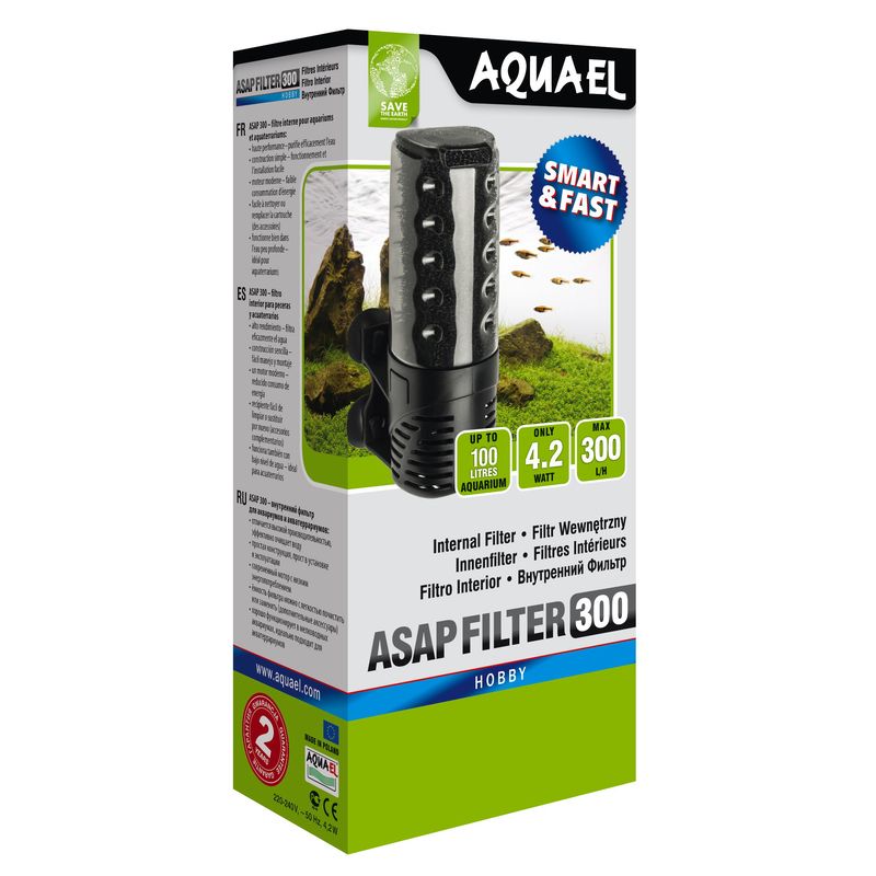 Внутренний фильтр AQUAEL ASAP FILTER 300 для аквариума до 100 л (300 л/ч, 4.2 Вт)