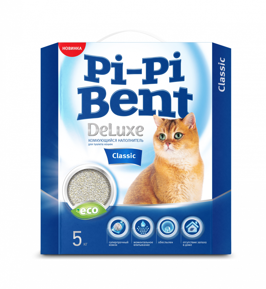 

Наполнитель для кошачьего туалета Pi-Pi-Bent, DeLuxe Classic 5кг