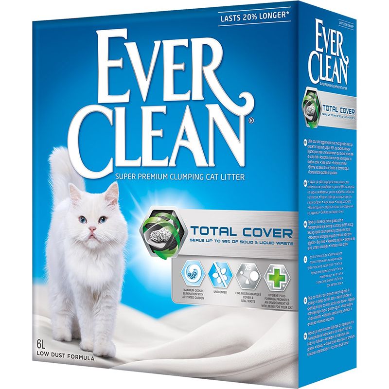 Наполнитель для кошачьего туалета EVER CLEAN Total Cover комкующийся с микрогранулами 6л