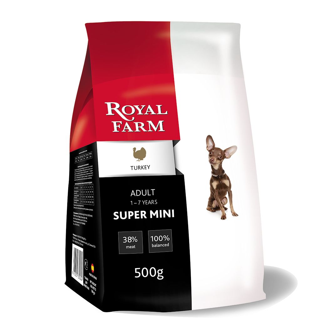 

Корм для собак ROYAL FARM для супер мелких пород, индейка сух. 500г, для супер мелких пород, индейка сух. 500г