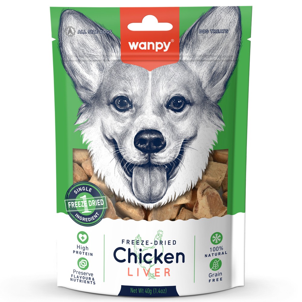 Лакомство для собак WANPY Dog Сублимированное куриная печень 40г