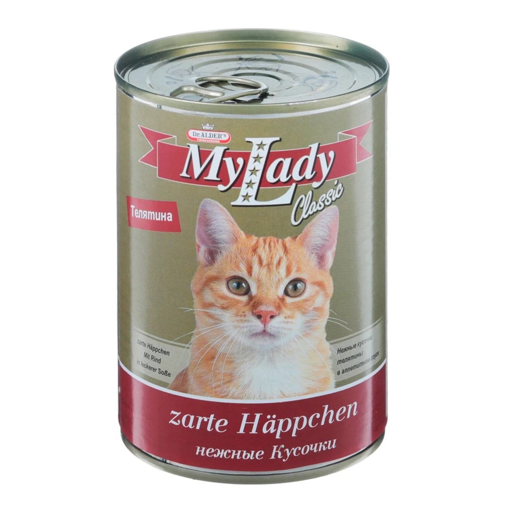 Корм для кошек Dr. ALDER`s My Lady Classic кусочки в соусе, телятина конс. 415г