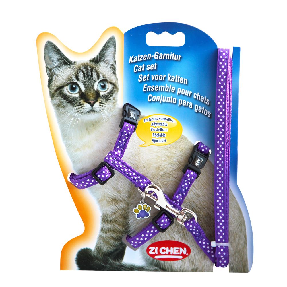 

Шлейка для кошек Nobby, Горошек фиолетовая