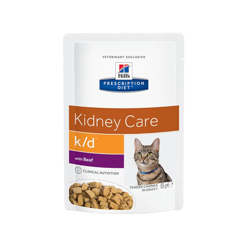 Корм для кошек Hill's Prescription Diet Feline K/D при заболевании почек, говядина пауч 85г цена и фото
