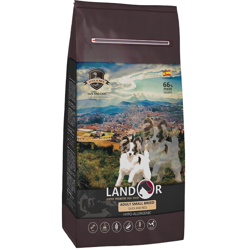 

Корм для собак LANDOR, для мелких пород, утка с рисом сух. 1кг