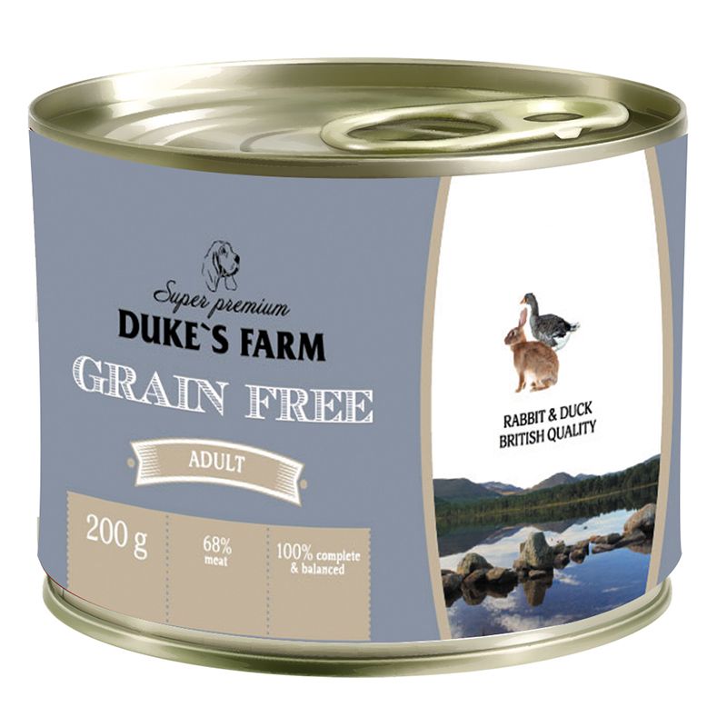 

Корм для собак DUKE'S FARM Grainfree Кролик,утка, клюква, шпинат конс. 200г, Grainfree Кролик,утка, клюква, шпинат конс. 200г
