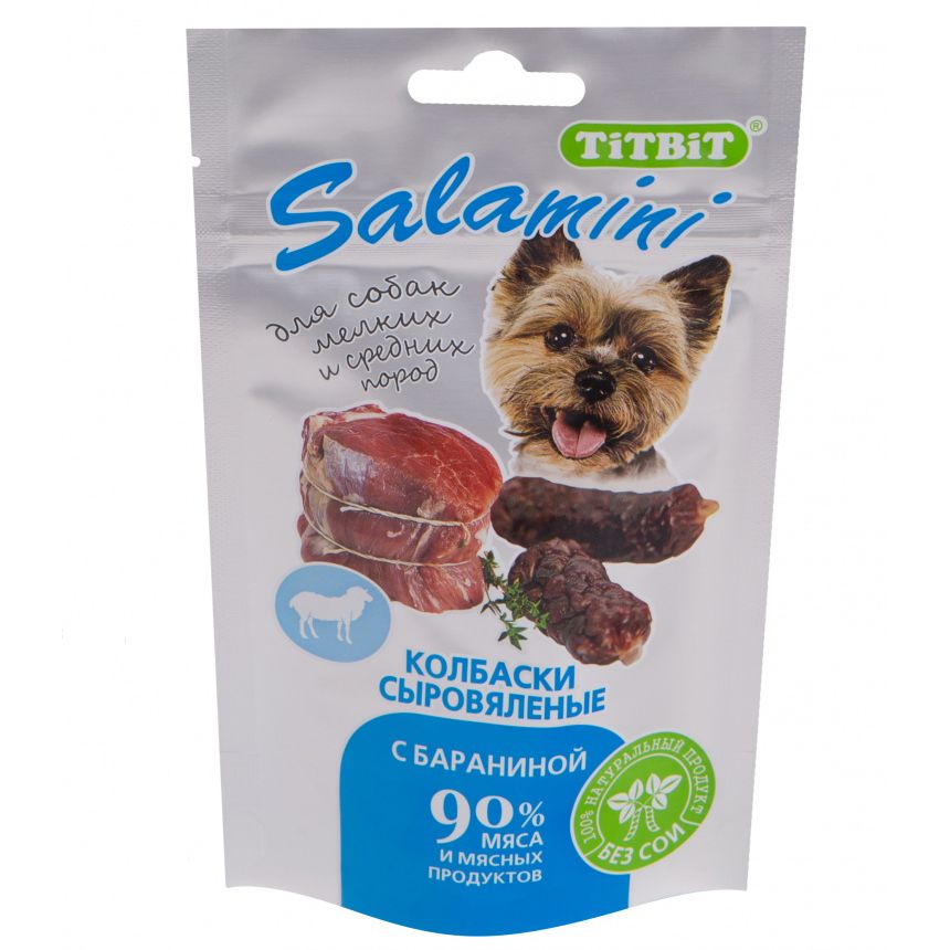 Лакомство для собак TITBIT Salamini Колбаски сыровяленые с бараниной пакет 40г