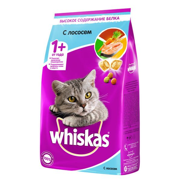 

Корм для кошек Whiskas подушечки с паштетом лосось, тунец, креветки сух. 1,9кг, подушечки с паштетом лосось, тунец, креветки сух. 1,9кг