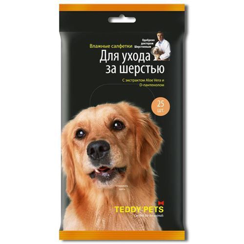 

Салфетки для кошек и собак TEDDY PETS влажные, для ухода за шерстью, с алое 25шт, влажные, для ухода за шерстью, с алое 25шт