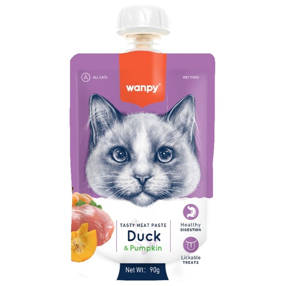 Лакомство для кошек WANPY Cat Мясной мусс из утки и тыквы 90г