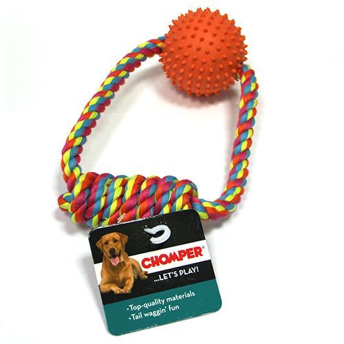 игрушка для собак chomper веревочный мяч для щенков Игрушка для собак CHOMPER Тяни-толкай мяч с ручкой из каната