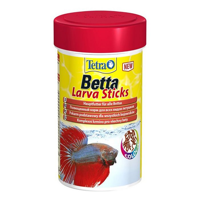 Корм для рыб TETRA Betta LarvaSticks в форме мотыля для петушков и других лабиринтовых рыб 100мл корм для рыб tetra betta в виде гранул 5г