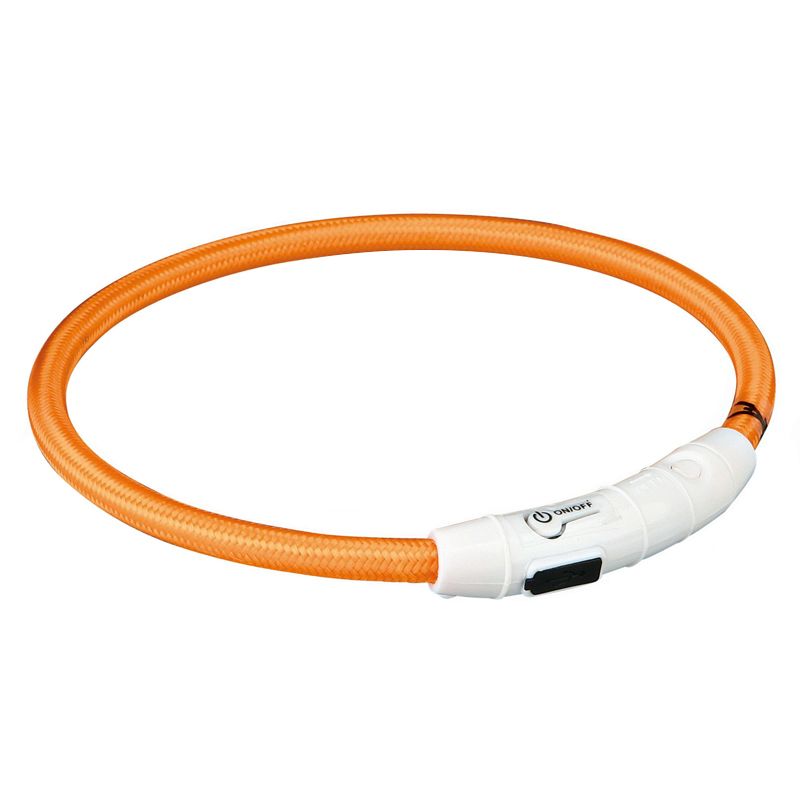 Ошейник светящийся для собак TRIXIE Мигающее кольцо USB XS–S: 35см 7мм нейлон оранжевый USB
