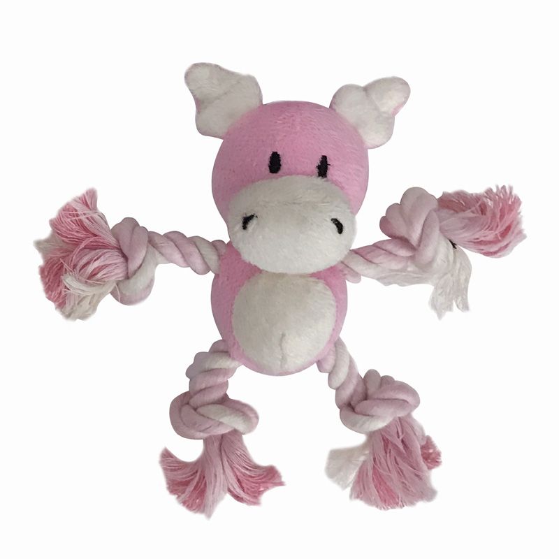 

Игрушка для собак CHOMPER, Mini Plush Коровка с ногами из каната и пищалкой 14 см