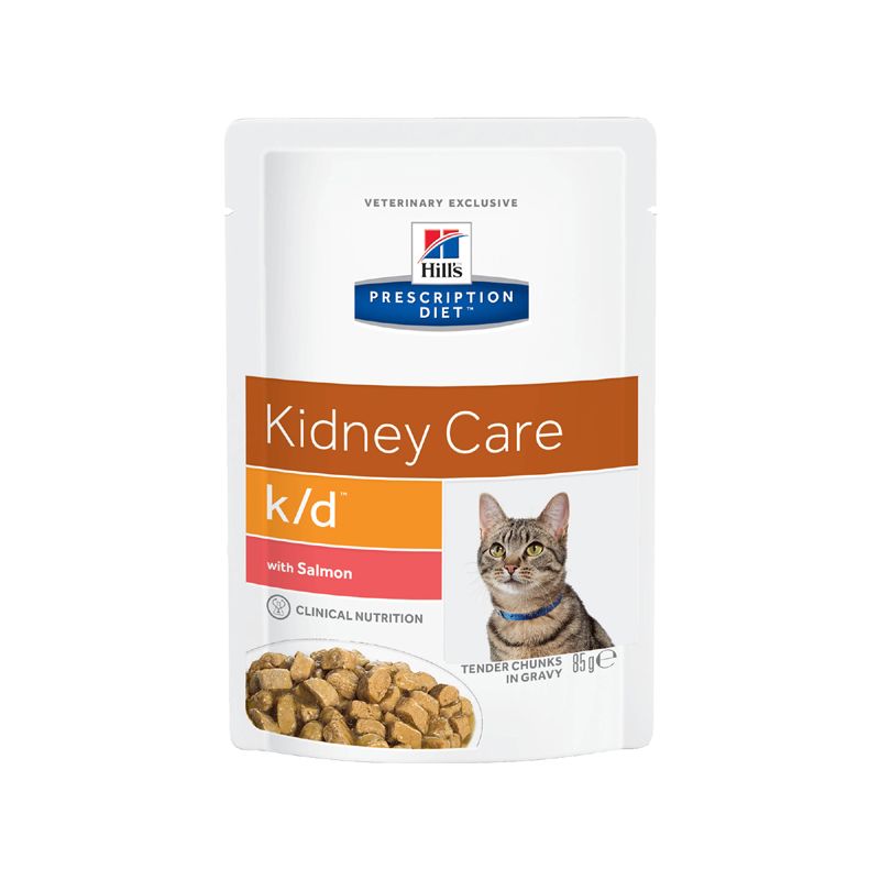 Корм для кошек Hill's Prescription Diet Feline K/D при заболевании почек, лосось пауч 85г цена и фото
