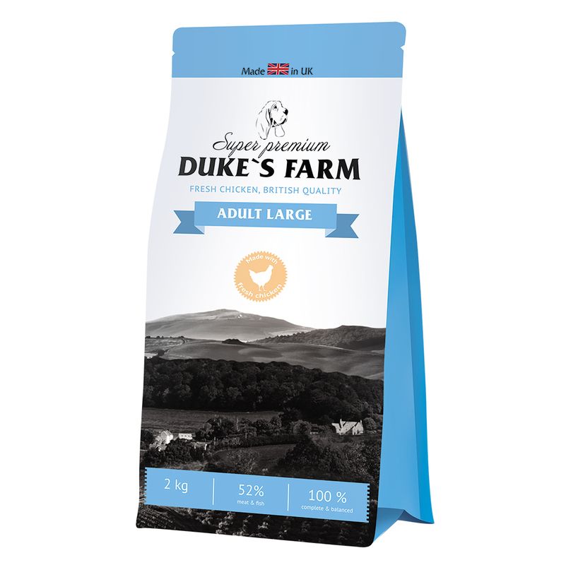 

Корм для собак DUKE'S FARM , курица сух. 2кг, для крупных пород, курица сух. 2кг