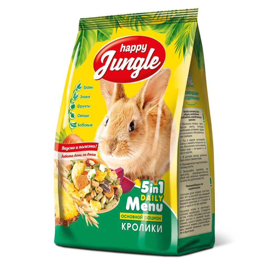 корм для грызунов happy jungle для кроликов 900г Корм для кроликов HAPPY JUNGLE 400г