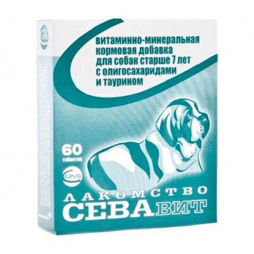 

Кормовая добавка для собак CEVA Севавит старше 7лет, витаминно-минеральная с олигосахаридами и таурином 60таб., Севавит старше 7лет, витаминно-минеральная с олигосахаридами и таурином 60таб