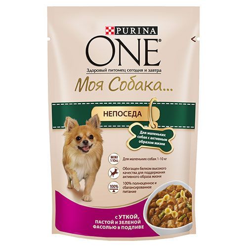 

Корм для собак PURINA ONE Моя Собака утка, фасоль, конс. пауч 100г, ONE Моя Собака утка, фасоль, конс. пауч 100г