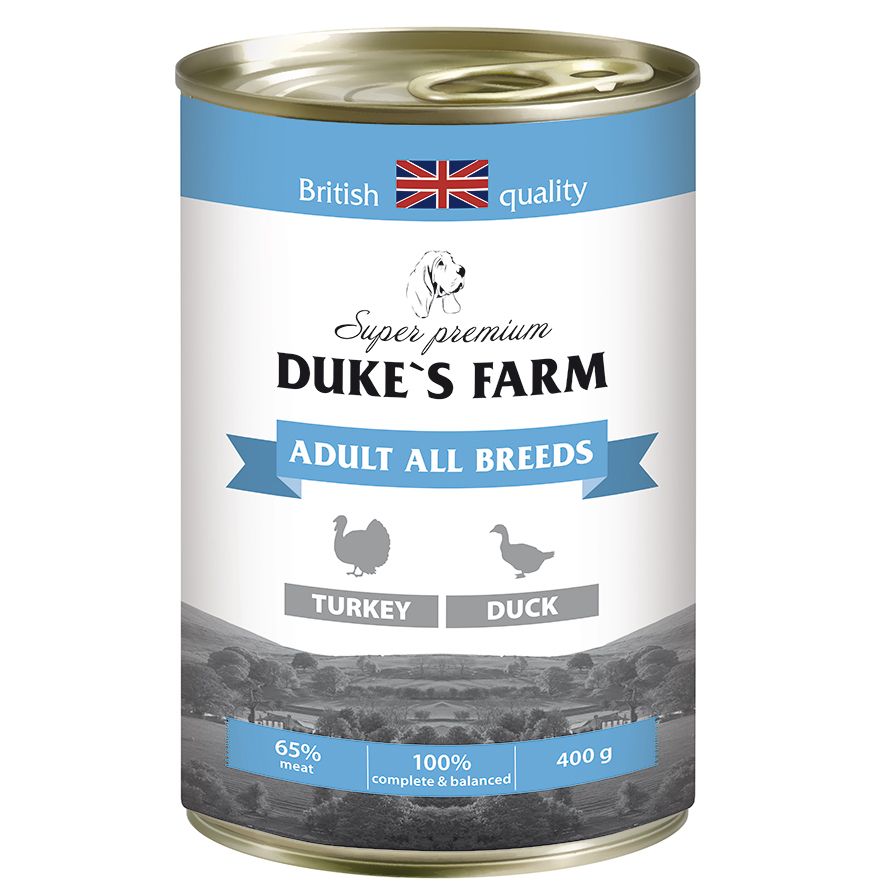 

Корм для собак DUKE'S FARM индейка, утка конс. 400г, индейка, утка конс. 400г