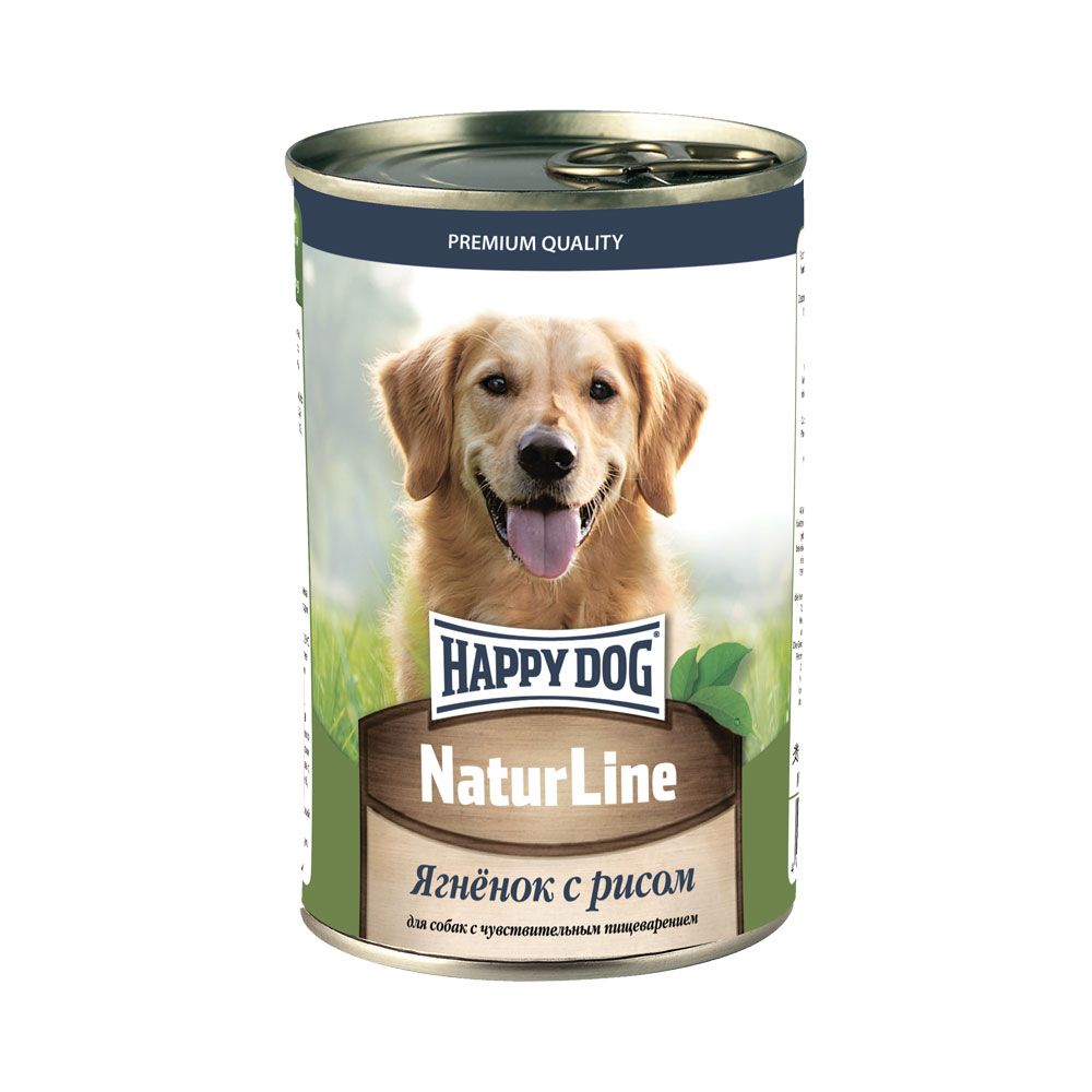 корм для собак happy dog naturline ягненок с рисом 1 уп х 10 шт х 410 г Корм для собак HAPPY DOG Ягненок с рисом нежный паштет банка 410г