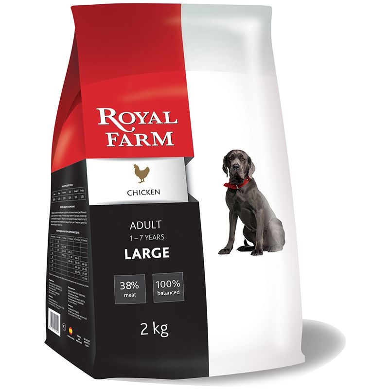 

Корм для собак ROYAL FARM, для крупных пород, курица сух. 2кг