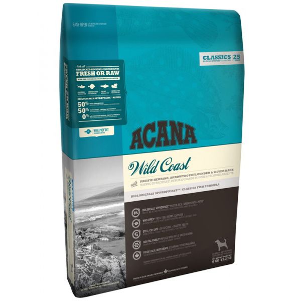 

Корм для собак и щенков ACANA, Wild Coast для всех пород рыба, резаный овес сух. 6кг