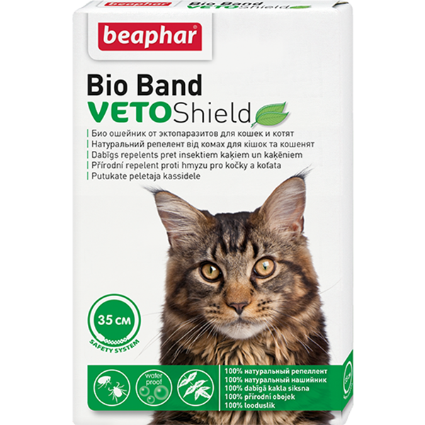 Ошейник для кошек Beaphar Bio+ от блох и клещей 35см beaphar beaphar malthearts для кошек сердечки для вывода шерсти из желудка 150 шт