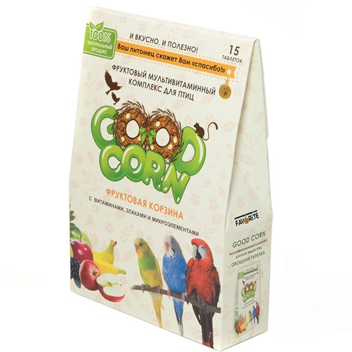 

Мультивитаминный комплекс GOOD CORN, для Птиц "Фруктовая корзина", 15 таб